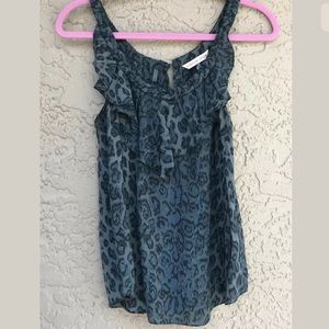 Rebecca Taylor Grey Leopard Silk Tank Top Sz 8